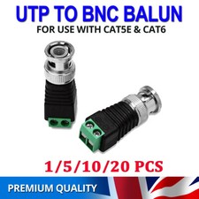 CAT5 To BNC Male Connector Adapter Plug CCTV Video Camera Coaxial Balun Cable UK