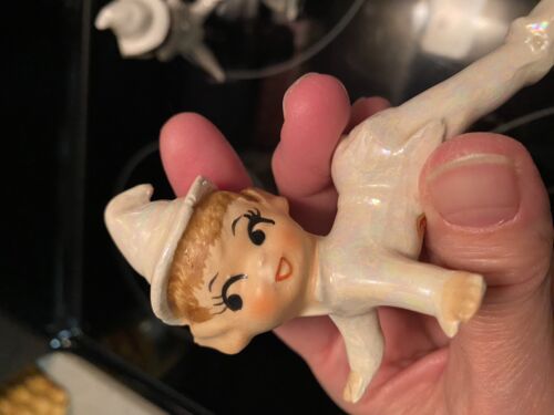 Lot Vintage Elves Pixie Japan Lefton Figurines MCM Iridescent Set Of 5 - Picture 9 of 24
