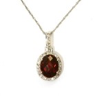 New 14k white gold .16ct diamond Natural Garnet Halo pendant necklace 2g 16" — photo 2