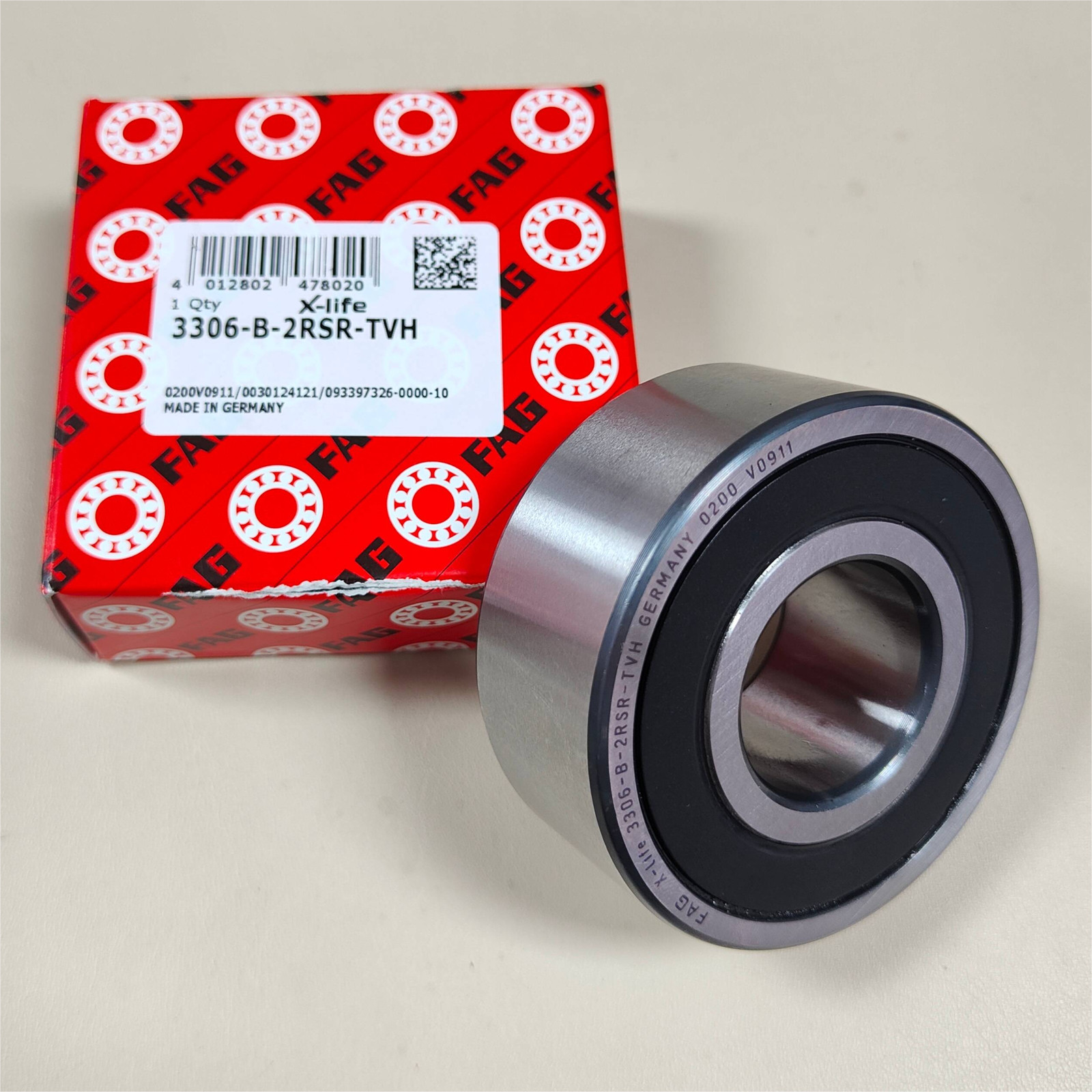 FAG 3306-B-2RSR-TVH DOUBLE ROW ANGULAR CONTACT BALL BEARING USA FREE SHIPPING