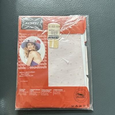 Vtg Kunert Feinstrumpfhose Chinchillan Rose W/ Dots Pantyhose Size 42-44