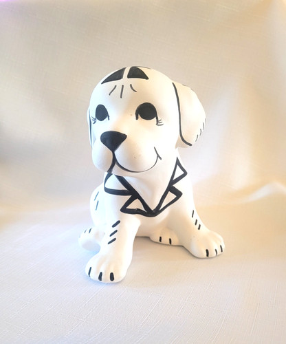 RARE Pueblo ACOMA dog/puppy figurine Pottery folk art 6.5" H x 6.5 L Signed S.C.
