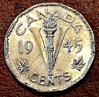 1945 Canada 5 Cents in BU Condition Great V Coin — photo 1