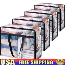 Transparent Heavy Duty PVC Clothing Storage Bags Set of 4 W/ Zipper Closure New