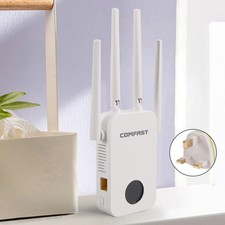 Dual Band 2.4G 5G WiFi Extender Signal Amplifier WiFi Booster 1200Mbps UK Plug