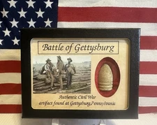 Dropped Civil War Bullet from Gettysburg in Matted COLOR Display Case with COA