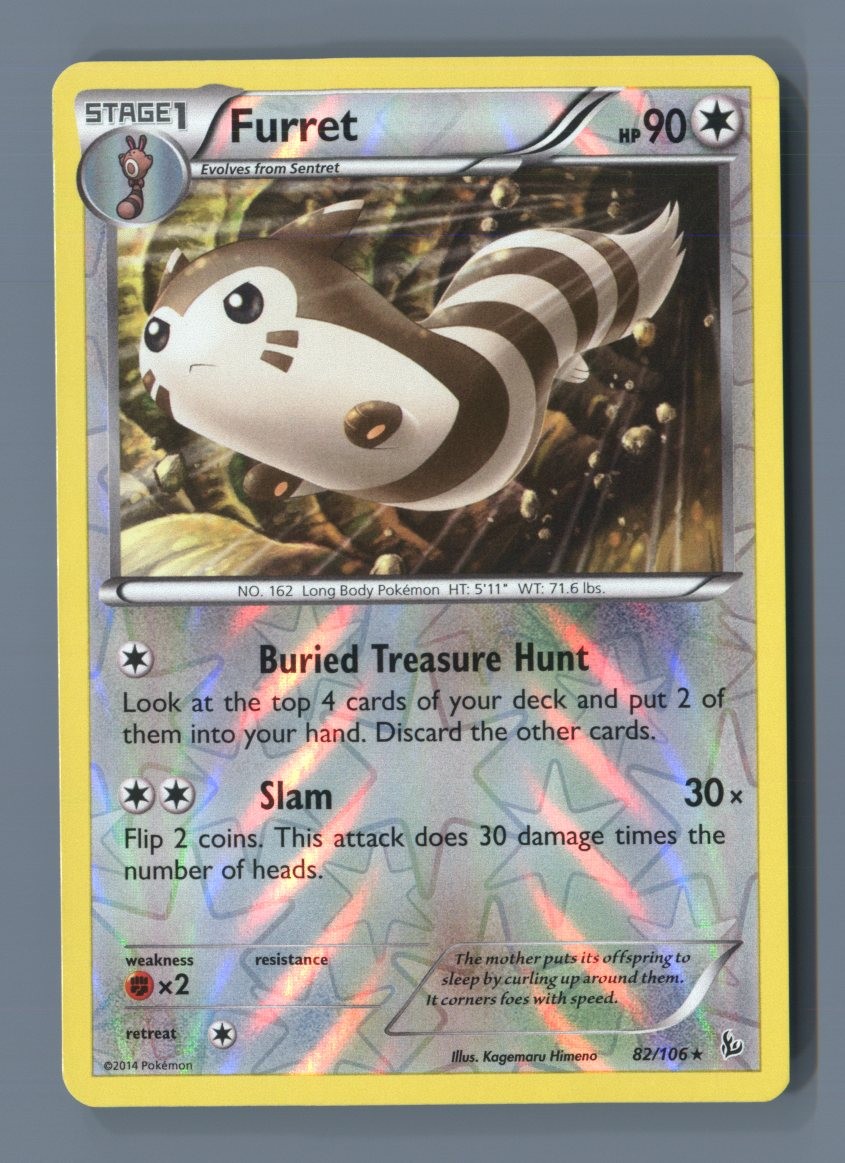 Furret 82/106 Rare Flashfire Pokemon Reverse Holo Lightly Played