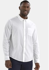 GEORGE - SIZE: Large - White Classic Fit Button-Down Poplin Shirt Long Sleeves