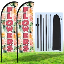 Buryeah 2 Sets Flowers Feather Flag Kit 7ft Swooper for Advertising with Flag...