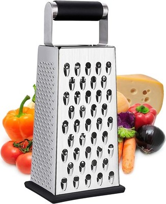 Kitchen Stainless Steel 4-Sided Box Food Grater Vegetable Cheese Slicer Shredder