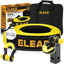 ELEAD Recovery Tow Strap Heavy Duty with Hooks 3" x 30Ft - 36000 LBS Break Stren