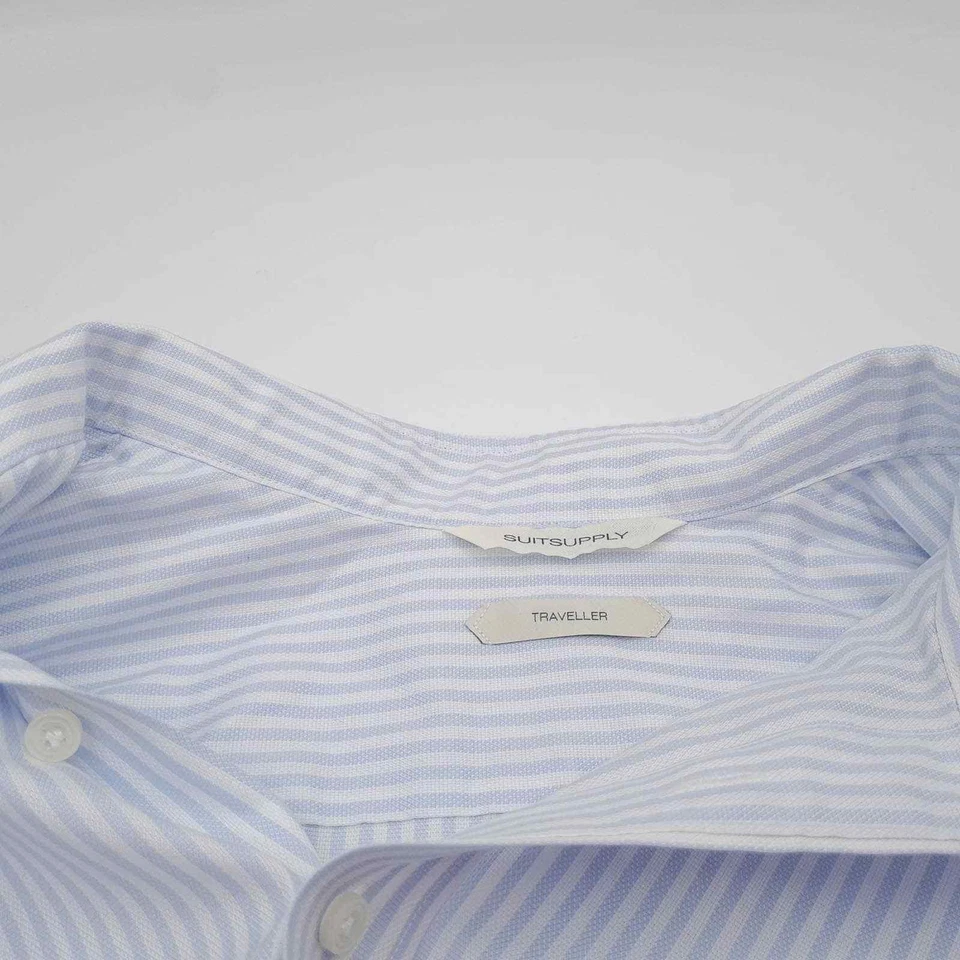 Suitsupply Camicia Uomo Extra Slim Wv7 Taglia 39 A Righe Con Gemelli Formali - Immagine 3 di 4