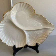 Vintage Lenox China Leaf Shape 24K Divided Server 1977 Oakdale Collection 12"