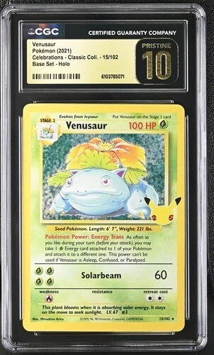 Pokemon TCG Venusaur 15/102 Pokemon 25th Celebrations Holo - CGC 10 Pristine