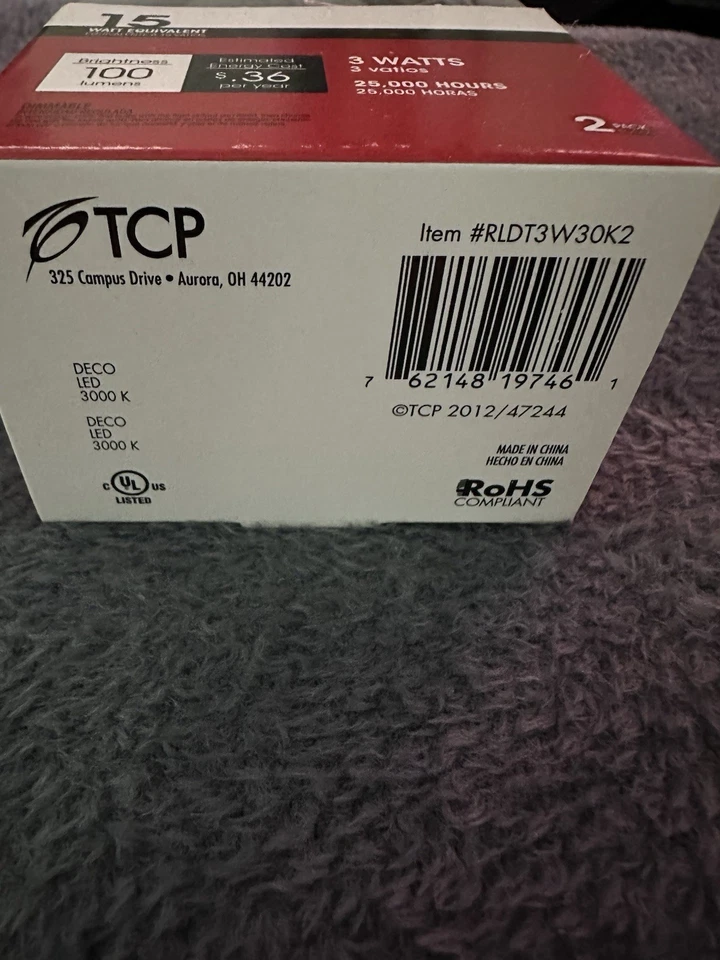 TCP E26 DECO Dimmable LED Technology 3 Watts #RLDT3W30K2 - Image 4 of 4