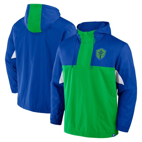 Men's Fanatics Royal Seattle Sounders FC Free Kick Woven Quarter-Zip Hoodie