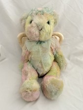 Vintage Toys R Us Animal Alley Tye Dye Pastel Plush Bear Angel 15 Satin Wings