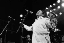 Hugh Masekela Trumpet Performs At The Paradiso 1990 Old Music Photo 3