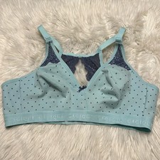Cacique 44C Bra Polka Dot Cotton Unlined No Wire Scoop Back Closure Stretch