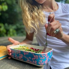 Emilie O&rsquo;Connor bamboo lunch box pink coral print eco friendly 700ml