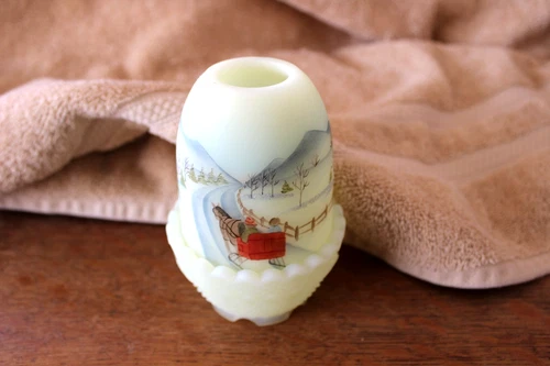 Vintage Fairy Lamp "Going Home" Sleigh Ride 1980-Hand Painted-Nice! Read Descrip