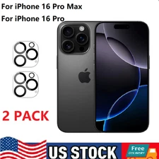 2 PACK For iPhone 16 Pro iPhone 16 Pro Max Tempered Glass Camera Lens Protectors