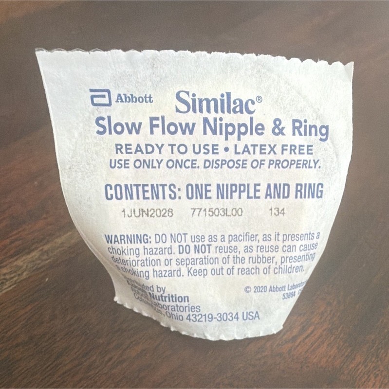 34 Similac Slow Flow Nipple & Ring Silicone Latex-Free Ready to Use 0+ Months