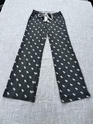 Vintage Abercrombie & Fitch Moose Print Gray Pajama Pants Women  Large 