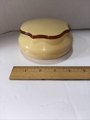 Vintage Celluloid  Covered Vanity Powder Box MCM Trinket Keepsake C10