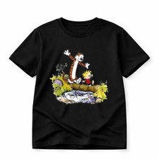 Calvin and Hobbes Log Bridge Adventure T-Shirt   Classic Comic Cartoon Graphic