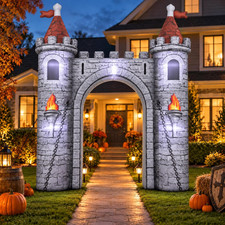 10 FT Medieval Halloween Inflatable Castle Archway, Outdoor Yard Decoration