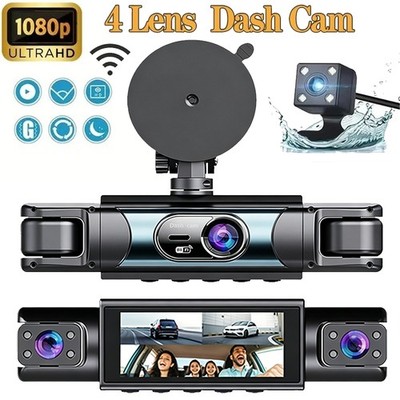 Dash Cam 4 Channel 360° Front Rear Inside Dash Cam FHD 1080P Car Camera 64GB NEW