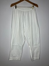Fresh Produce Sportswear Women's XL White Elastic Waist Cropped Cotton Pants
