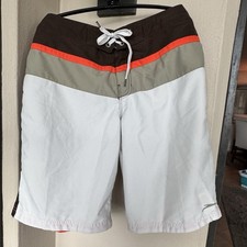 Speedo Men Swim Short White Brown Olive Green Orange Hook  Loop Fly Pockets XL 
