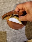 Oceania Club Luggage Tag Brown Leather w/ Metal Emblem Crest 3.5" Diameter — photo 3
