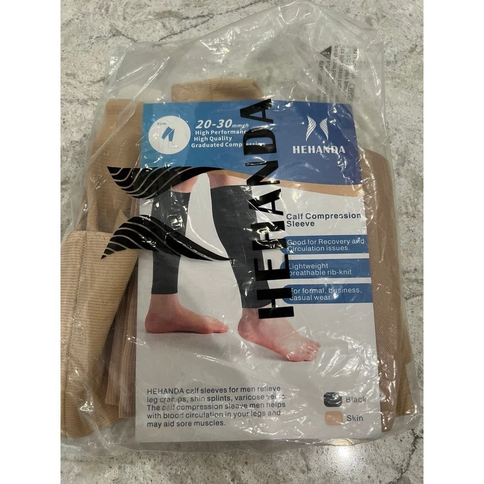 HEHANDA Calf Compression Sleeves 20-30mmHg Firm Graduated Support Nude Skin 3XL - Image 2 of 4
