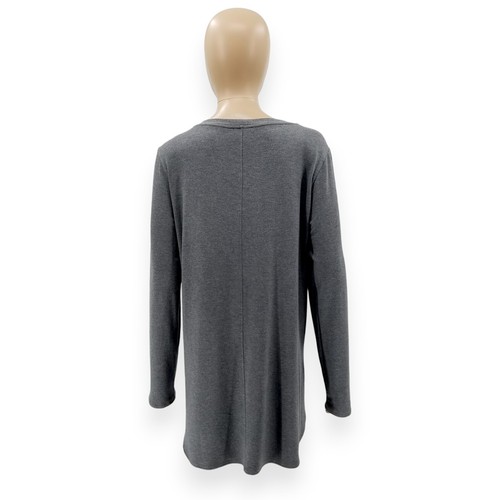 Camiseta Eileen Fisher Tejida Cuello Redondo Manga Larga Top Gris Talla Pequeña Pequeña SP - Imagen 6 de 9