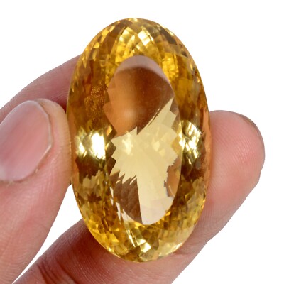 VVS 101 Cts Natural Citrine 39*23*18mm Oval Faceted Cut Loose