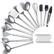 Stainless Steel Cooking Utensils Set 26 Pieces, Heavy Duty Sturdy Kitchen Too...