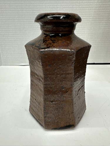 1960’s David Shaner 7 Sided Concave Vase Signed Archie Bray Foundation