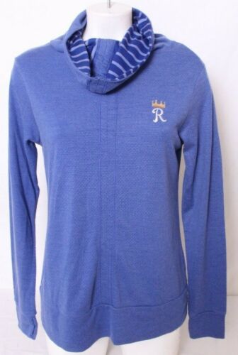 NEW Kansas City KC Royals Antigua Caliber cowl Blue sweatshirt LS Shirt Womens M