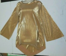 Praisewear Tunic Gold micropleat Body Wrappers 49.50 retail long sleeve ladies