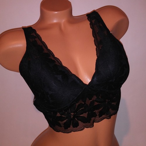 Sujetador Bralette Victoria Secret ROSA Negro Encaje Ligeramente Forrado Línea Larga Inalámbrico - Imagen 6 de 11