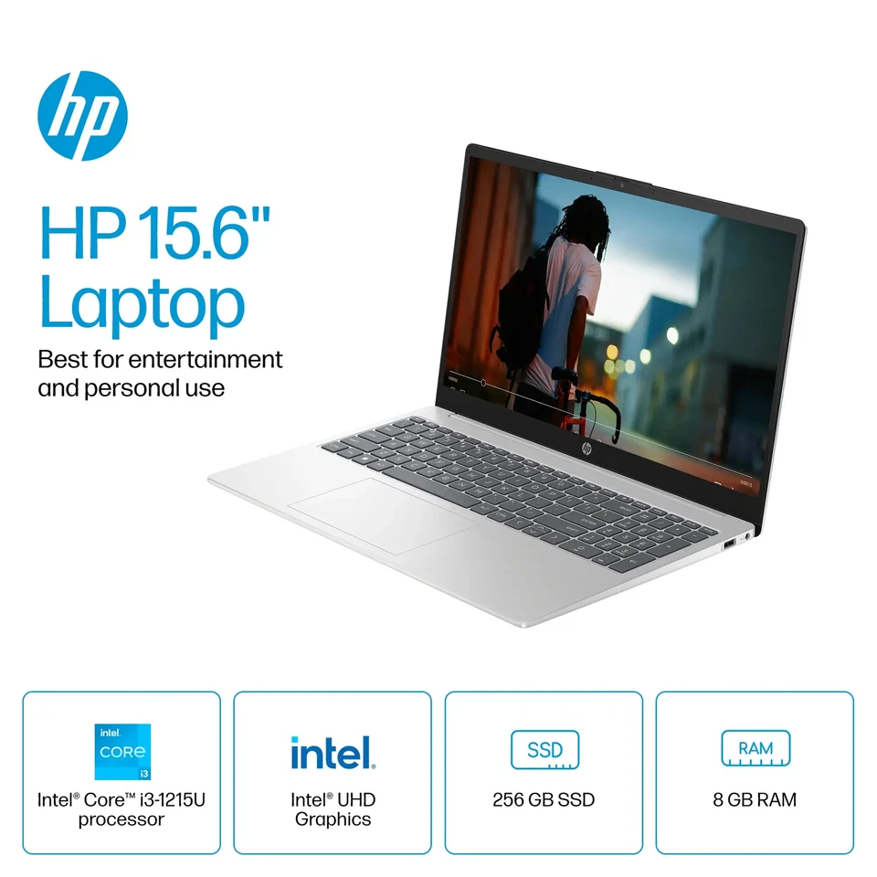 Brand New HP 15.6" Touch Intel i3-1215U/8GB/256GB SSD Silver Laptop 15-FD0023DX - Image 3 of 4
