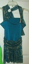 SA S A CURTAIN CALL TEAL BLUE DANCE OUTFIT COSTUME ADULT LADIES AVERAGE SMALL