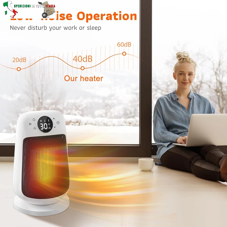 Riscaldatore soffiante Termoventilatore Capsule da tavolo, Stufetta Elettrica Ba - Immagine 3 di 4