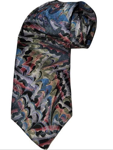 Gail McKenzie Art To Wear Marbled Silk Tie Hand Made