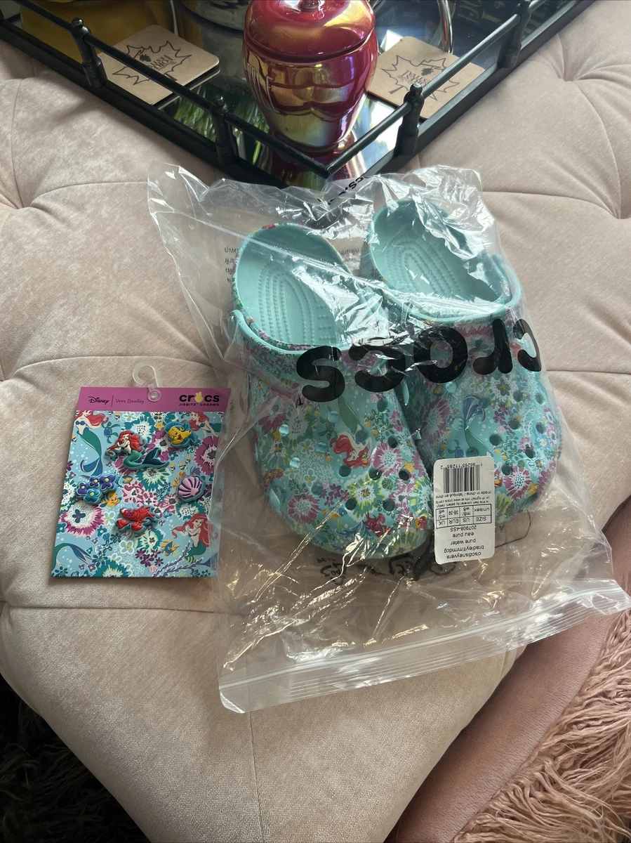 Vera Bradley Disney Crocs Ariel Floral Classic Clog Pure Water Womens 8 SEALED