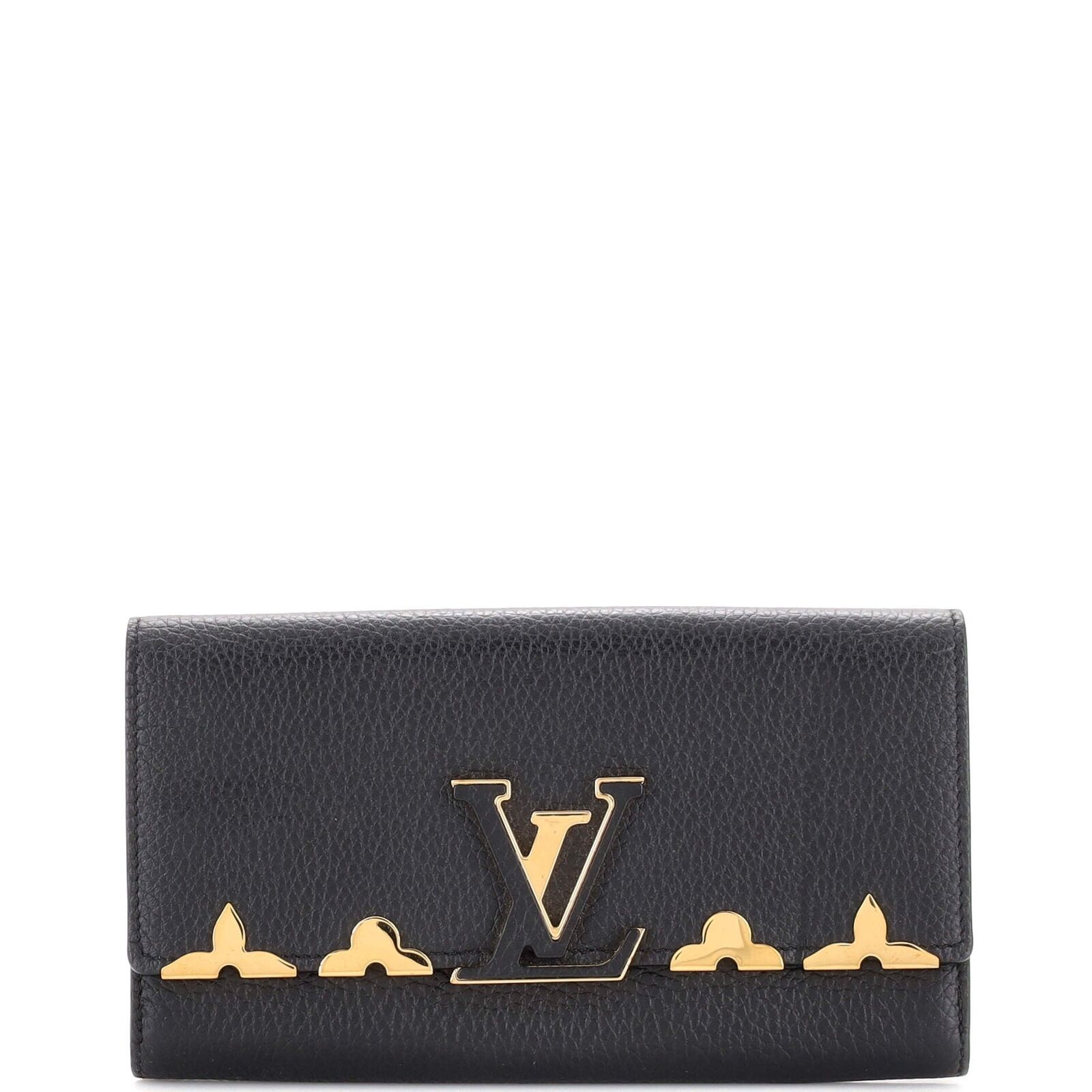 Louis Vuitton Capucines Wallet Leather with Embellished Detail Black