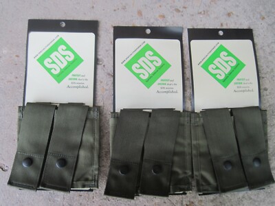 DOUBLE POCKET OLIVE DRAB POUCH  (SET OF 3)   MADE BY SPECIALTY DEFENSE SYSTEM